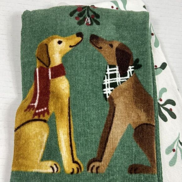 COPY - St. Nicholas Square Dog Kitchen Towels "Meet Me Under The Mistletoe" - Picture 2 of 6